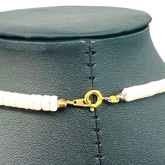 Handcrafted Faux Pearl & Shell Necklace With Lavender Accents. A23 - Picture 7 of 9